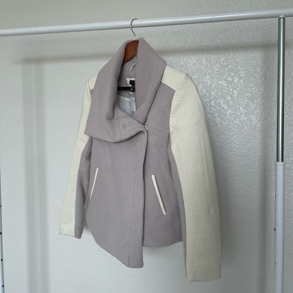 Cream leather & lavender cotton leaver jacket - Picture 11 of 13